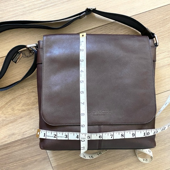 Coach Messenger Bag Mahogany Brown Leather with Woven Crossbody Strap - Picture 8 of 13